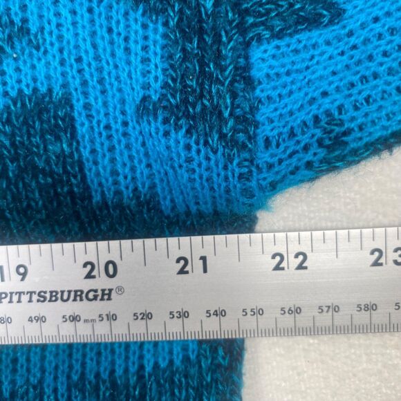 Le Tigre Vintage USA Made Geometric Knit Sweater Blue Teal Mens L - Picture 7 of 9